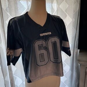 Cowboys Women's Black and Gray Jersey Crop Top
